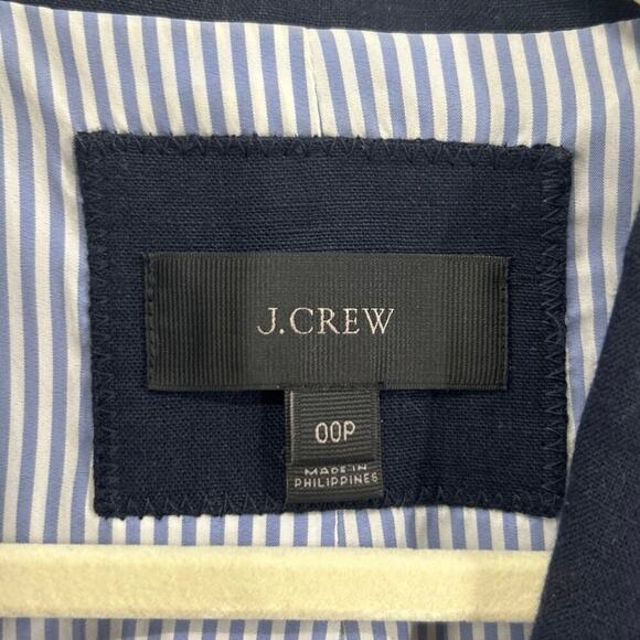 J. Crew Navy 100% Linen Single Breasted Blazer Gold Buttons Size 00P - Picture 5 of 6